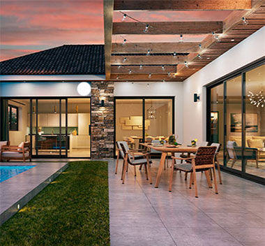 pool home with andersen aluminum multi-slide door