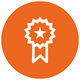 illustration of ribbon inside of orange circle