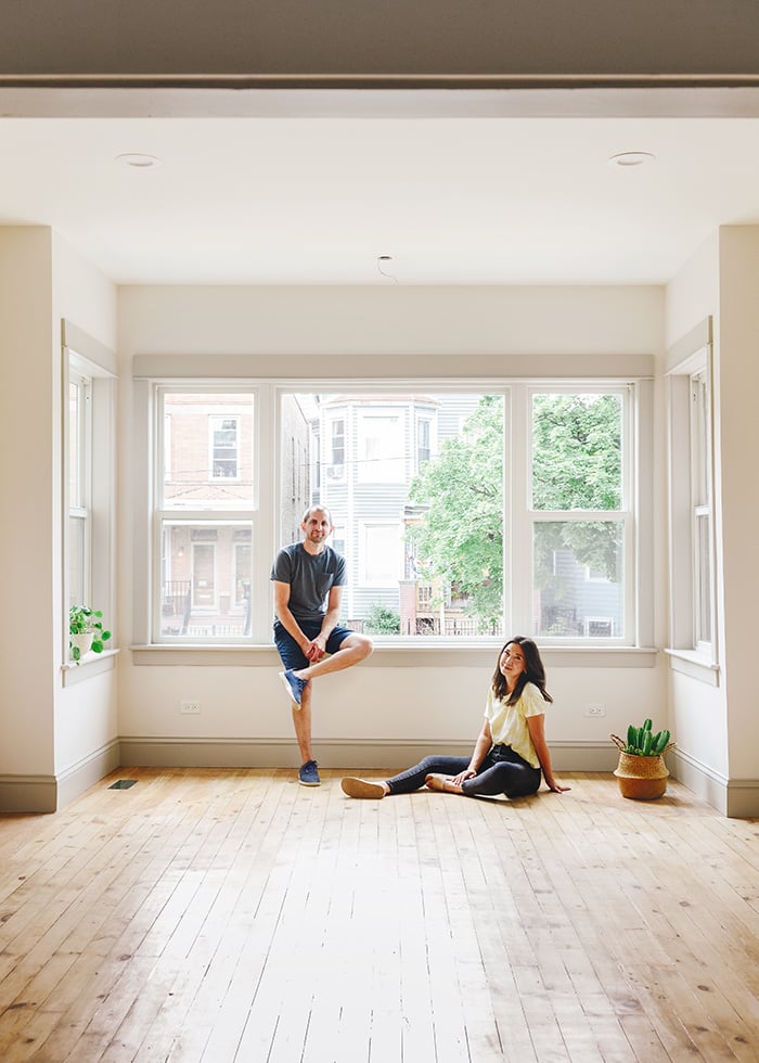 interior shot showing the homeowners in their living room