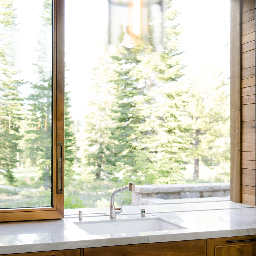 Andersen Pass-Through Window above kitchen sink.