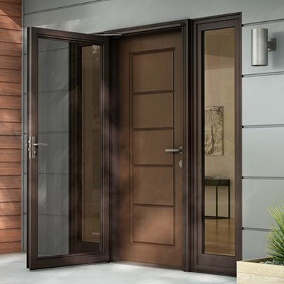 front entrance of home with black andersen storm door open